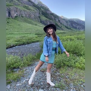 wild fable Teal, Light Blue & White Striped Knit set